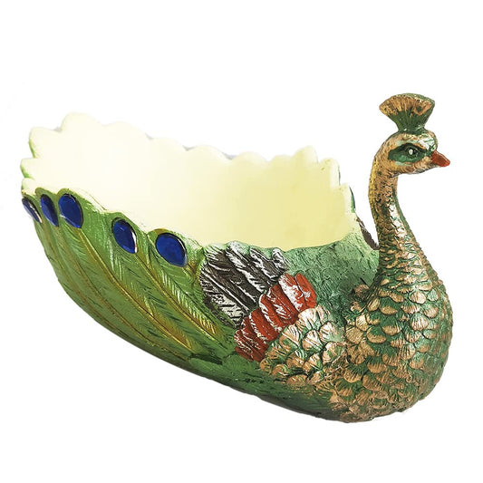 YOUUGIOR 9.4 Inch Peacock Pot Succulents Planter Plants Pot Handmade for Home Garden Office Desktop Decoration (Yellow Green)