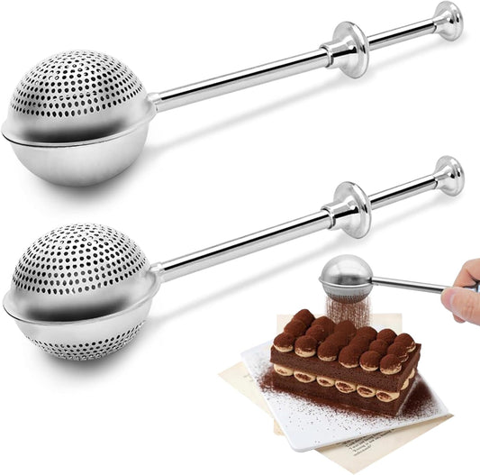 SENHAI 2 PCS Stainless Steel Flour Sifter - Perfect for Baking & Powdered Sugar Shaking | Half-Hole & Full-Hole