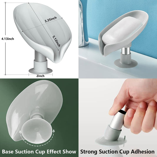 2 Pack Soap Holder Self Draining Soap Dish Sponge Holder Suction Cup Soap Dish Fast Draining Fast Drying Strong Suction Cup Adhesion for Bathroom Shower Kitchen Sink
