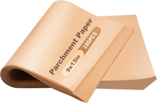 Skiennix Unbleached Parchment Paper - 100 PCS Nonstick Baking Sheets | 23cm x 33cm, High-Temperature Resistant