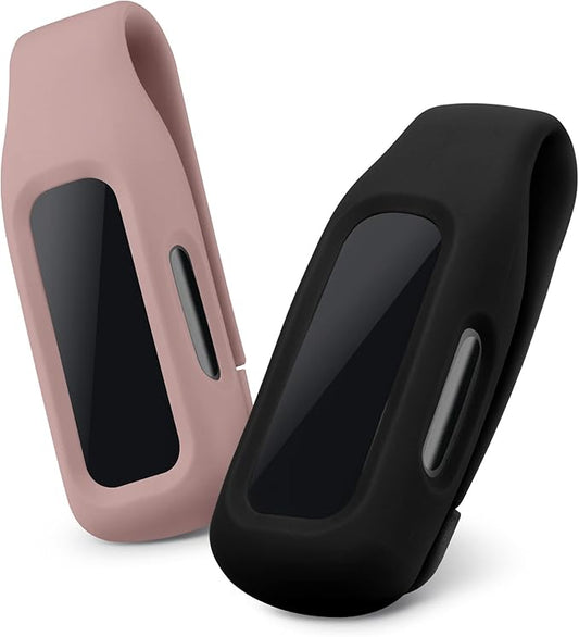 kwmobile 2X Clip Holders Compatible with Fitbit Inspire 3 / Inspire 2 / Ace 3 - Clip-On Holder Replacement Set - Black/Dark Blue