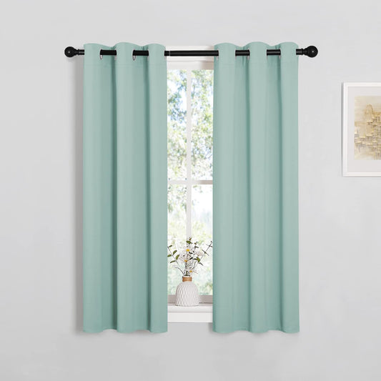 NICETOWN Thermal Insulated Blackout Curtains - Aqua Blue Room Darkening Drapes, Set of 2, 29x40 Inches