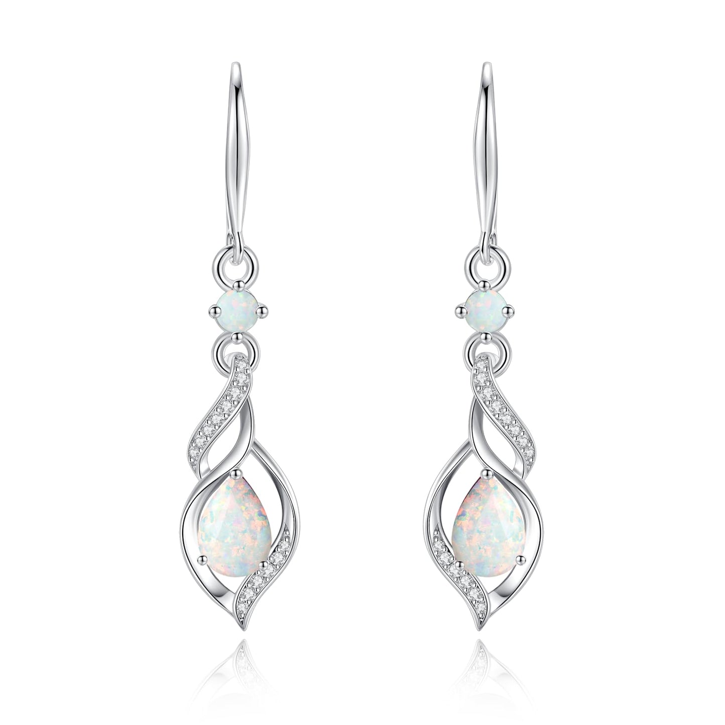 FANCIME Gift for Women October Birthstone Dangle Earrings for Women Teardrop Opal Earrings S925 Sterling Silver infinity Love Birthday Gifts for Mom Women