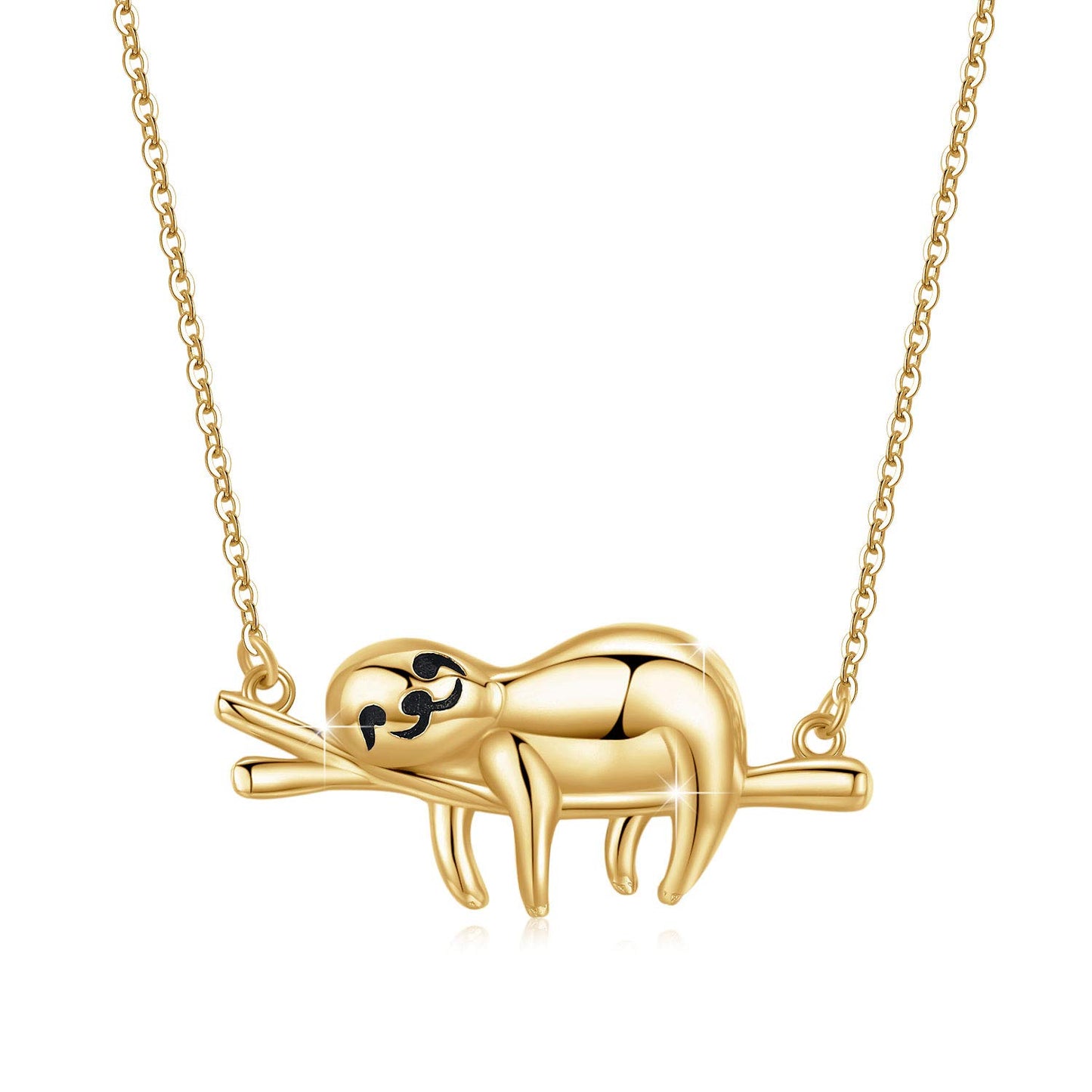 JUSTKIDSTOY Sloth Gifts for Women 925 Sterling Silver Cute Gold Sloth Animal Pendant Necklace “Slow Down Be Happy” Animal Jewelry Valentines Day Gifts for Girlfriend Wife Daughter