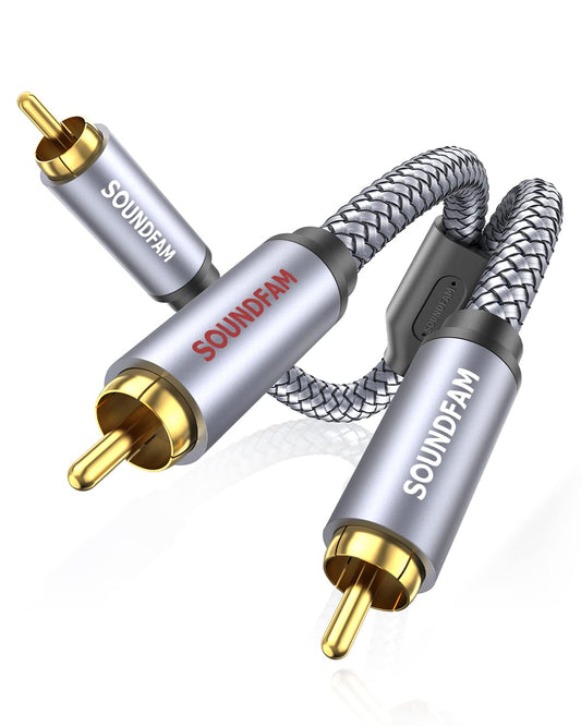 10ft/3M, 1 2 RCA Splitter RCA Y Splitter Male to Male Subwoofer Digital Stereo Audio Cable Bi-Directional Transmission