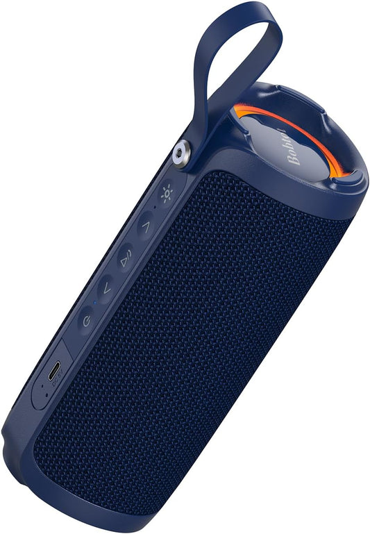 Bobtot IPX6 15W 15H Portable Bluetooth Speaker, Waterproof Speaker with Punchy Bass, Loud Sound, RGB, Playtime, Dual