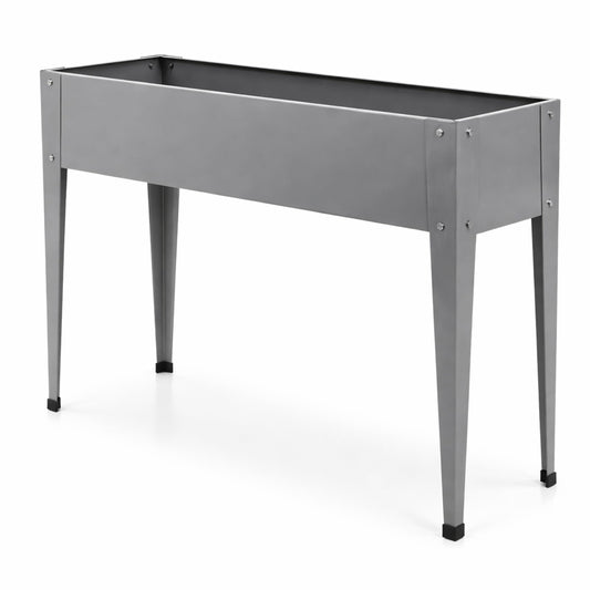 Gardzen Elevated Garden Bed Outdoor, Metal Herb Planter Box with Legs, Galvanized Steel Raised Planter, Drainage Hole, Easy Assembly Standing Planter for Patio Balcony Backyard, 40x12x31 in
