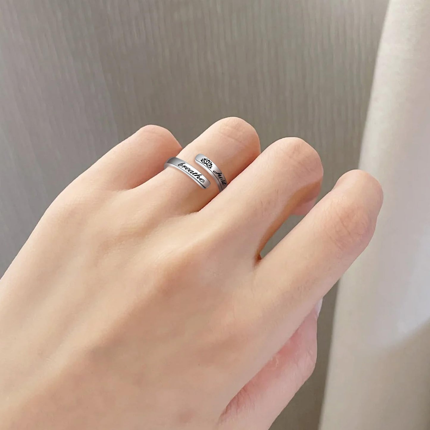 S925 Sterling Silver Inspirational Jewelry Rings Adjustable Ring Personality Encouragement Gift for Teens Women