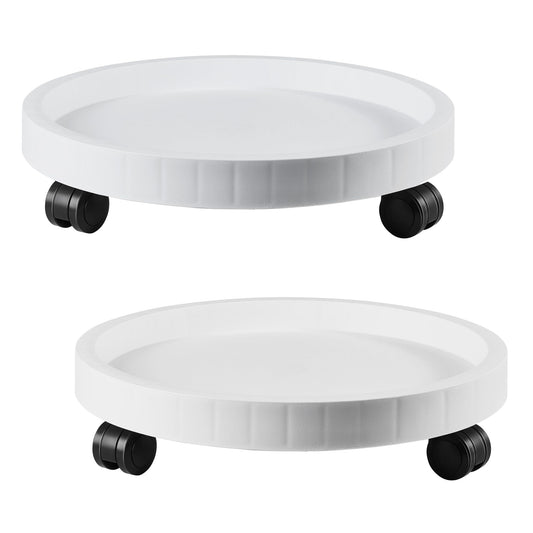 2 Pack of 12.6 Inch Planter Caddies Rolling Saucer Caddy with Wheels, Heavy Duty Wheeled Stand for Potted Plant, Round Coaster Roller Base Tray with Casters, Flower Pot Dolly Holder for Indoor Outdoor