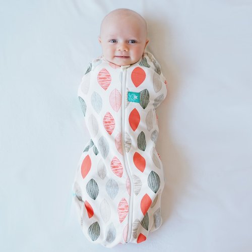 ergoPouch Cocoon Swaddle Sack 0.2 TOG - Gentle Snug Fit Baby Sleep Sack for Calm Sleeping (3-6 Months, Blush Leaf)