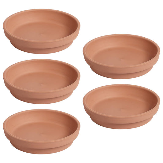 BESPORTBLE 5pcs Terracotta Plant Saucers, Ceramic Pot Saucer Trays for Indoor Outdoor Plants, Water Catcher Base for Small Clay Pots, 4. 3 Inch Brown