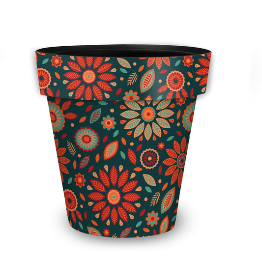 Briarwood Lane Orange and Teal Medium Floral Planter