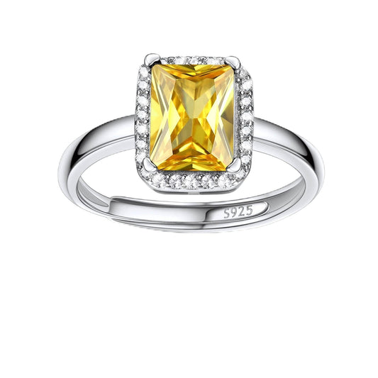 Bestyle S925 Sterling Silver Square Crytsal Rings, Dainty November Critine Crystals Birthstone Rings, Anniversary/Mother’s Day/Birthday Jewelry Gifts for Women Mom/Wife/Sister/Best Friend