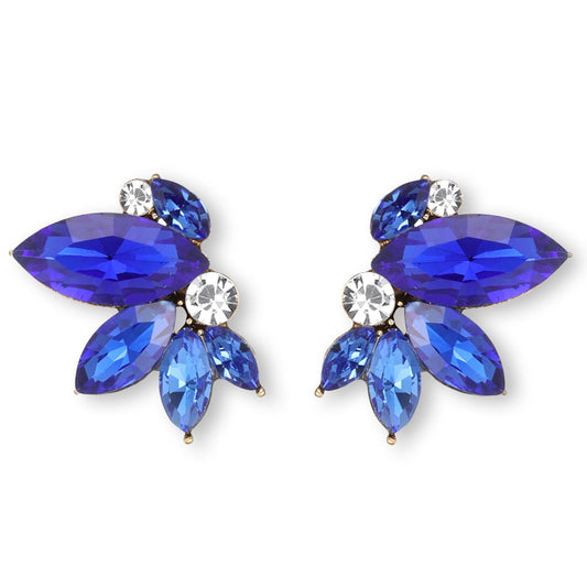 Blue Rhinestone Earring Sparkly Faux Crystal Stud Earrings for Women Wedding Prom Party