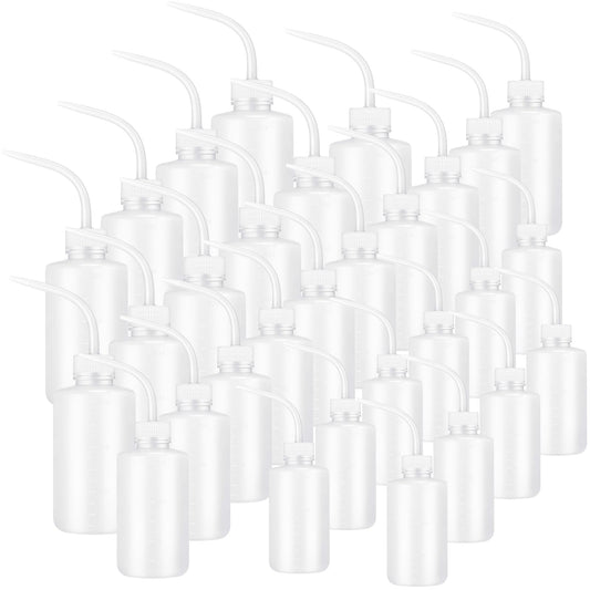 Dandat 30 Pcs Tattoo Squeeze Bottle, Lab Wash Bottle Plastic Safety Water Squirt Lash Rinse Cleaning Succulent Watering Irrigation Bottles for Indoor Plants (150ml，250ml，500ml,White)