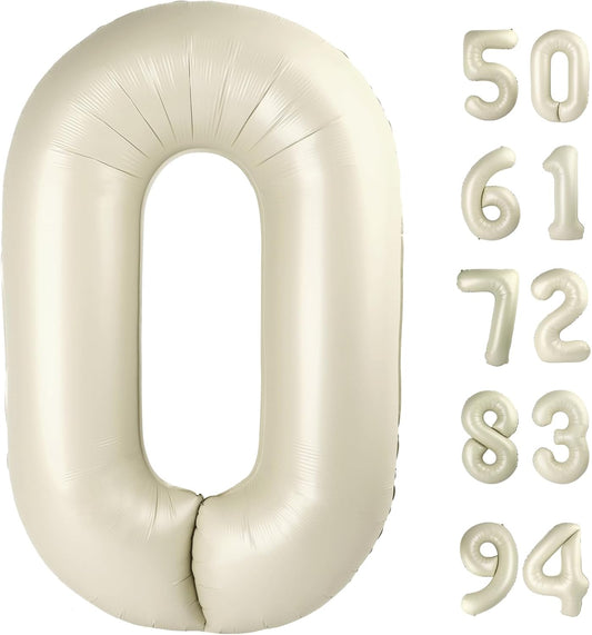Regine Switzerland Cream Number Balloon - 40 Inch Birthday Decoration for Milestone Celebrations