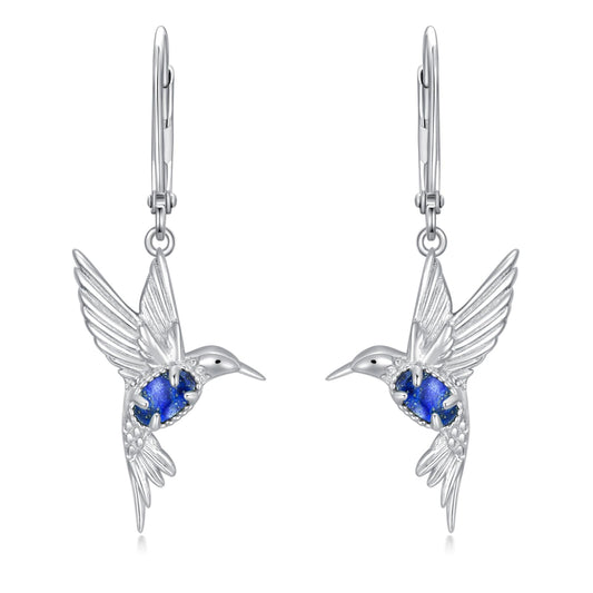 BETHZA Hummingbird Earrings 925 Sterling Silver Genuine Lapis Lazuli Hummingbirds Drop Dangle Earring Animal Jewelry Gifts for Women