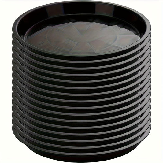 Usyios 16pcs Heavy Duty Round Plastic Plant Trays - Black Saucer for Indoor & Outdoor Flower Pots, Durable Easy-Clean Water Catcher, Sturdy Plant Pot Base for Home & Garden Use