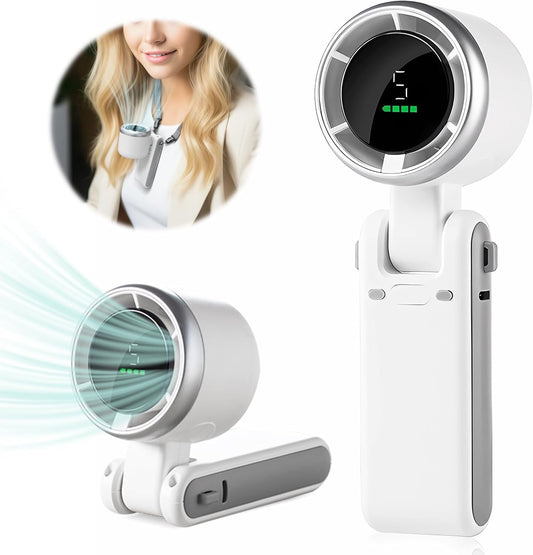 Skiennix Portable Handheld Mini Turbo Fan - USB Rechargeable 5-Speed Neck Fan | 3600mAh Battery, 12-Hour Runtime