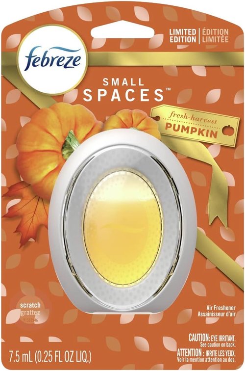Febreze SMALL SPACES Air Freshener - Fresh-Harvest Pumpkin Scent for Cozy Atmosphere