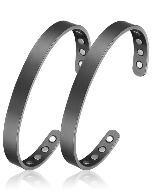 BioMag 2Pcs Copper Bracelets for Women Men, 99.99% Pure Copper Cuff Bangle with 8 Magnets with 3500 Gauss Magnets, Adjustable Size, Simple and Stylish Design