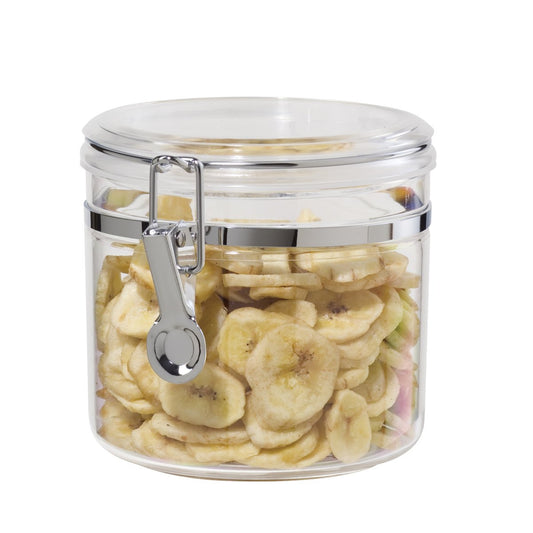 Oggi Clear Canister with Clamp Lid, 38 oz - Large Airtight Food Storage Container, for Kitchen & Pantry Storage of Bulk, Dry Foods Including Pasta, Flour, Sugar, Coffee, Rice, Tea, Spices & Herbs
