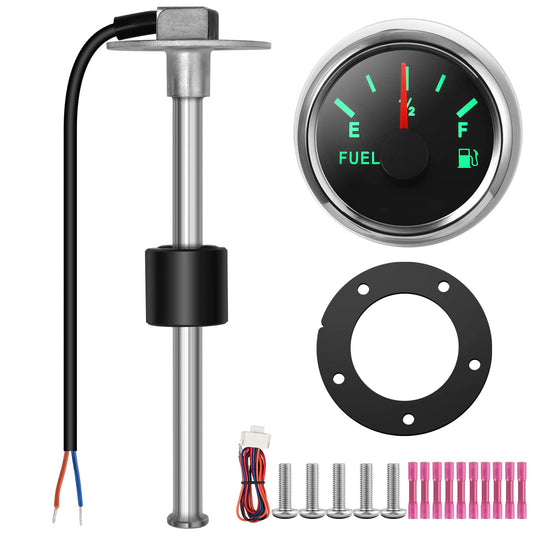 RUPSE Fuel Sender Unit Boat Fuel Tank Sending Unit Fuel Water Level Sensor Stainless Steel Fuel Sender and Fuel Gauge for Boat Car Truck RV (8.8"(225mm))
