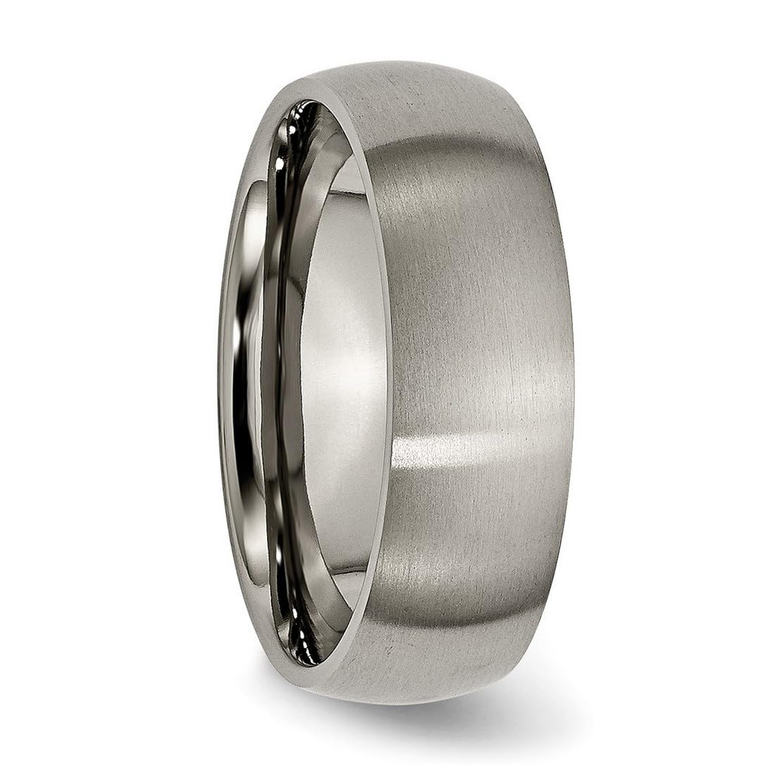 JewelryWeb Titanium Half Round 7mm Brushed Band Ring Size 14 Ring for Women and Men