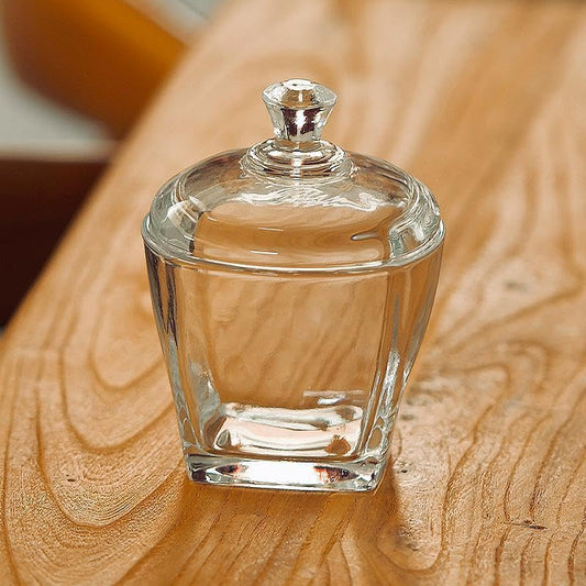 wfljl Glass Sugar Bowl with Lid - 8oz/240ml Airtight Candy Dish | Elegant Kitchen Countertop Storage for Sugar, Sweets, Snacks & Coffee Pods, Clear Glass Container for Pantry, Dining Table Decor