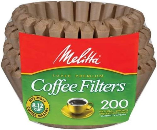 Melitta 62957 Coffee Filters - Natural Brown Basket for 8 to 12 Cups | 200 Count (Pack of 2)