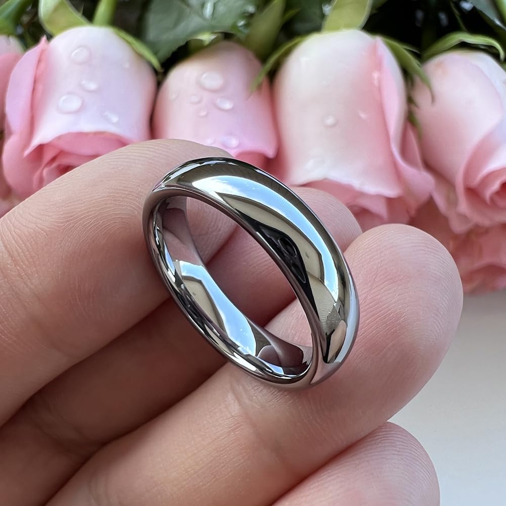 TUTISS 5mm Tungsten Carbide Rings for Men Women Engagement Wedding Bands Domed Polished Shiny Comfort Fit Size 12