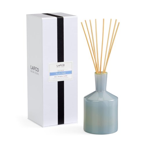 LAFCO New York Classic Reed Diffuser, Sea & Dune - 6 oz - Up to 3 Months Fragrance Life - Reusable Glass Vessel - Natural Wood Reeds - Made in The USA
