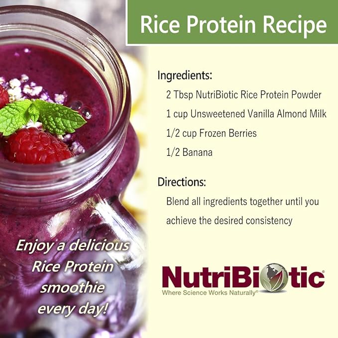 NutriBiotic Plain Rice Protein, 3 Lb (1.36kg) | Low Carb, Vegan & Raw Protein Powder | Grown and Processed Without Chemicals, Gluten or GMOs | Keto Friendly & Easy to Digest