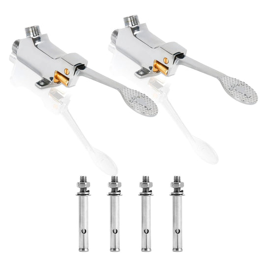 LukLoy 2 Pack Floor Mount Single Pedal Valve, Polished Chrome