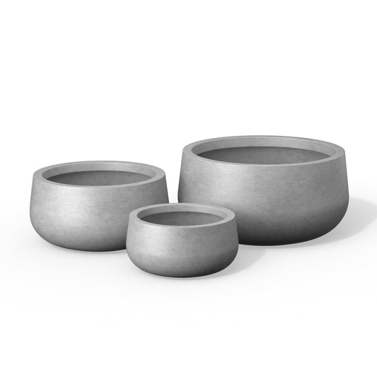 Kante 19.7,15.7,11.8 Inch-Dia Round Concrete Bonsai Planter with Drainage Hole, Large Plant Pot for Indoor Outdoor Plants, Suitable for Patio, Garden, Home, Concrete Gray