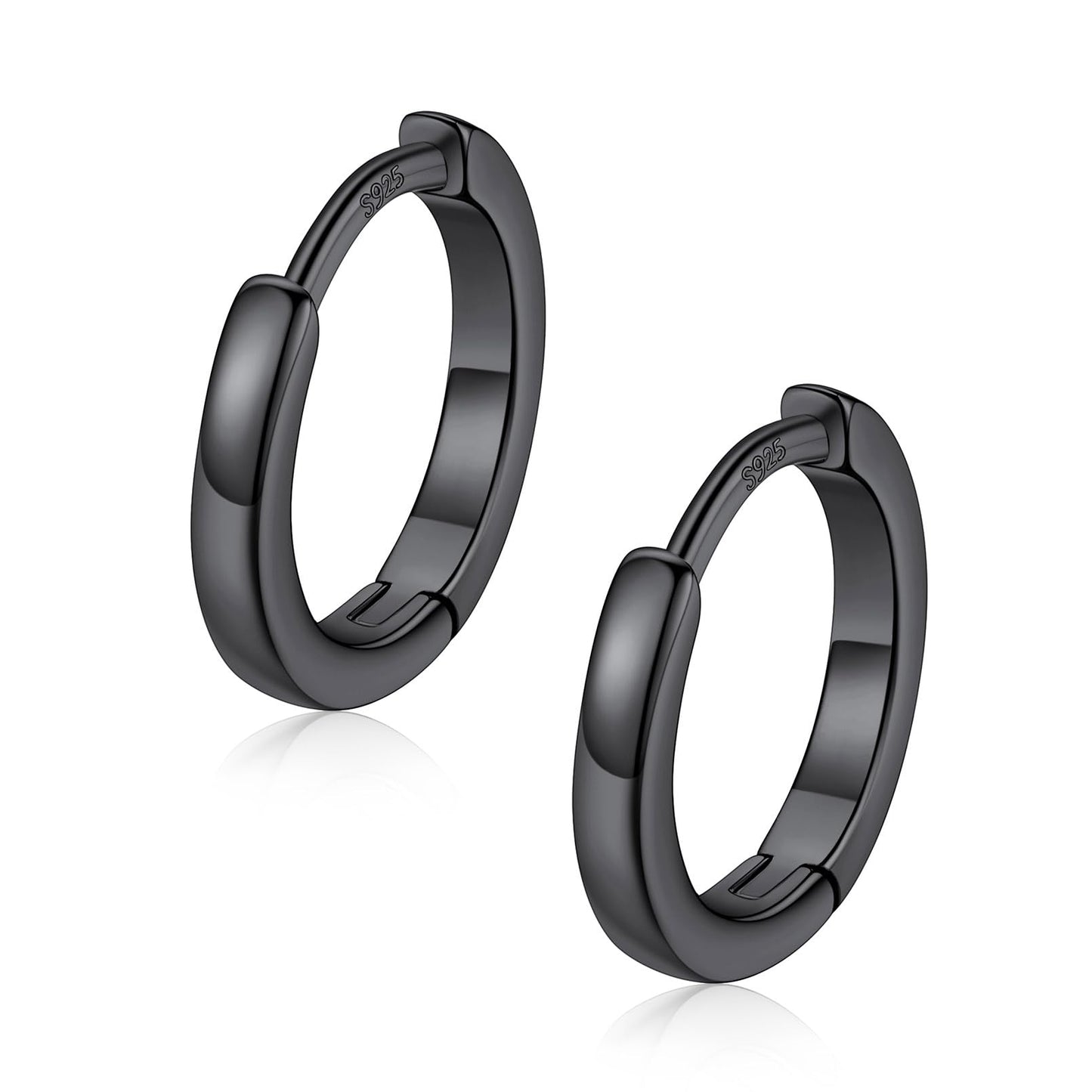 FaithHeart Hoop Earrings for Women, Black Hypoallergenic Huggie Hoop Earrings, Small Cartilage Earrings for Women 8mm, Send Gift Box