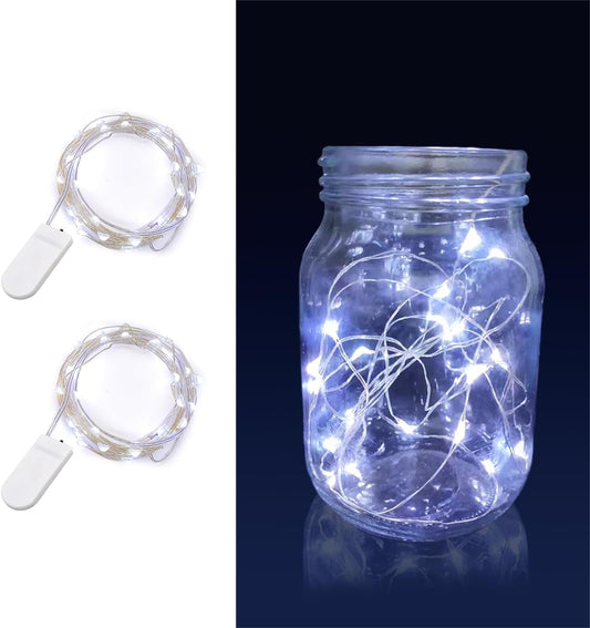 Skiennix LED Fairy Lights - Waterproof Battery Operated Silver Wire String Lights | 7 Feet, 20 LEDs for DIY Decor