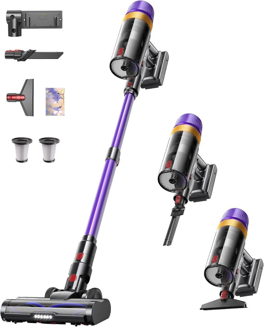 Skiennix Cordless Vacuum Cleaner - 620W Power, 75 Min Runtime, LED Display, 1.8L Dust Cup | Ideal for Pet Hair & Hardwood Floors