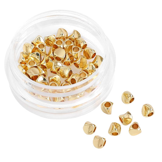 BEADIA 14K Gold Plated Twisted Spacer Beads 3x3mm 50pcs for Jewelry Making Findings Non Tarnish