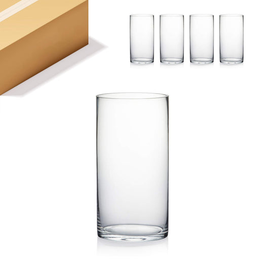 WGV Cylinder Vase Bulk, Width 6", Height 12", Clear Glass Container Terrarium Candle Holder for Wedding Centerpiece, Party Event, Home Office Decor, 4 Pieces