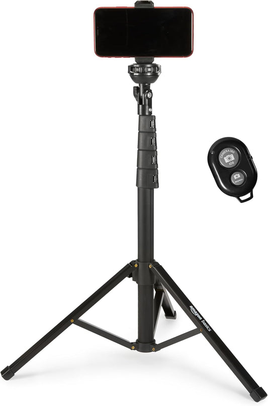 Amazon Basics 64-inch Extendable Tripod for Smartphones - Selfie Stick & Tripod Combo