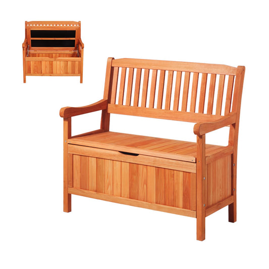 VEVOR Outdoor Storage Bench, 2-Person Wooden Storage Bench, 33 Gallons Deck Box with Side Handle, Supports up to 705 lbs, Outdoor Seating & Porch Decor, for Patio Garden Balcony Yard