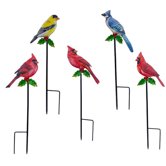YNGFIL 5 Pack Birds Metal Decorative Garden Stakes - 20 Inch Shaker Patio Decor Art and Rust Resistant Metal Garden Decor for Indoor and Outdoor Decor - Perfect for Patio and Lawn Ornaments