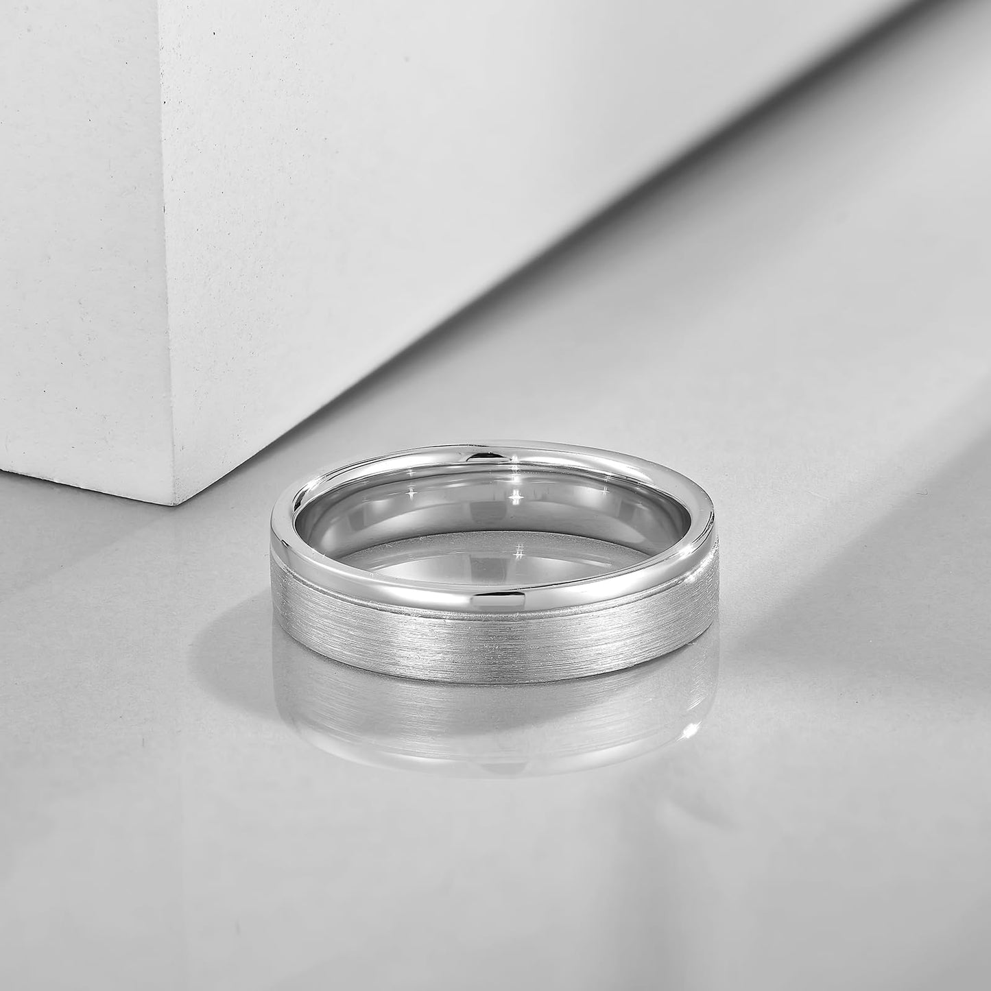 STARCHENIE Men's Wedding Band 925 Sterling Silver, 5MM, Brushed Matte Finish, Comfort Fit, Size 10