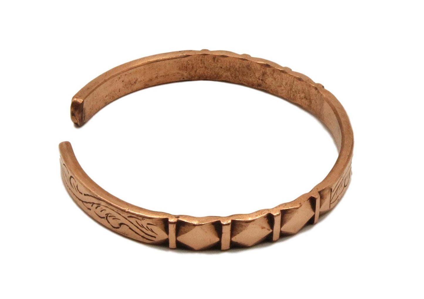 Healing Lama™ Hand Forged 100% Copper Bracelet. Unisex, Made with Solid and High Gauge Pure Copper (Carved)