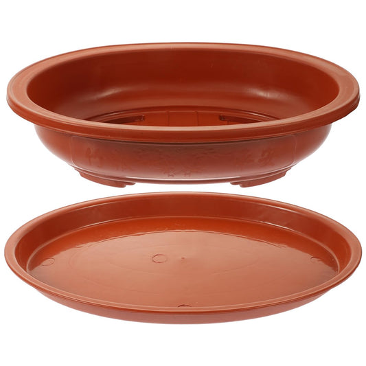 BESPORTBLE Thickened Oval Bonsai Flowerpot with Tray Durable Plastic Planter for Gardening Large Decorative Household Planter for Succulents Ferns and Plants