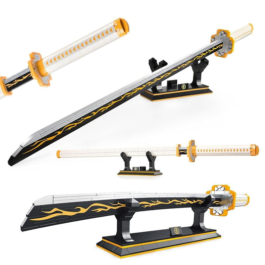 SATHIBI Zenitsu Demon Swords Building Set,39in Demon Sword Building Block with Scabbard and Stand Model Kits Toy,Creative Samurai Sword Gifts for Adults and Kids Boys 8-14 (956 PCS)