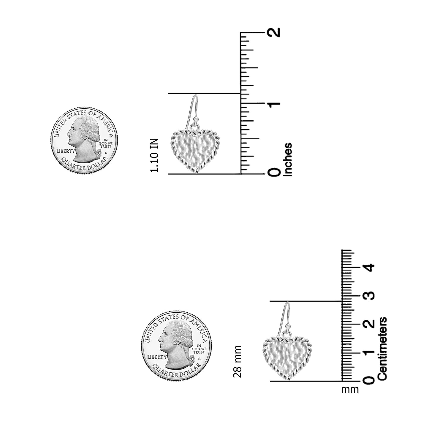 LeCalla 925 Sterling Silver Heart Earrings for Women | Handmade Hammered Braided Heart Dangle Earrings | Silver Hook Earring Jewelry Gift For Her 28MM