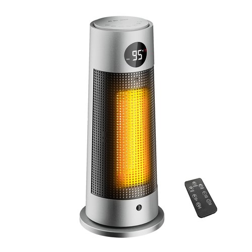 CEAMORFCO Space Heaters for Indoor Use, Portable Electric Heater with Nightlight, 1500W PTC Ceramic Heater with 4 Mode, 12h Timer, Overheat Protection, Safety Heat for Bedroom, Room, Office, Silver