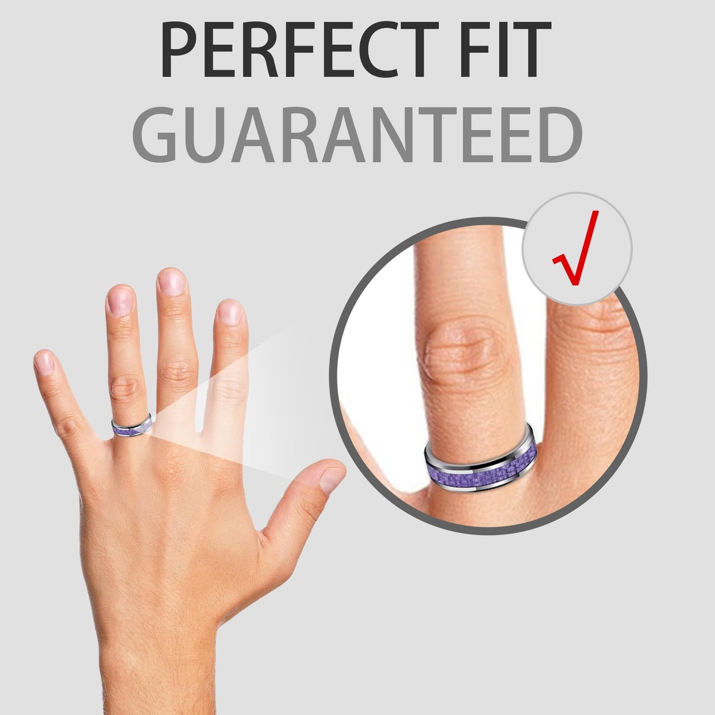 HJIMMNHONG New Carbon Fiber Fashion Rings Double Beveled Edge Delicate Polished Simple Stainless Steel Mens and Women Rings,8mm,Purple,Size 8